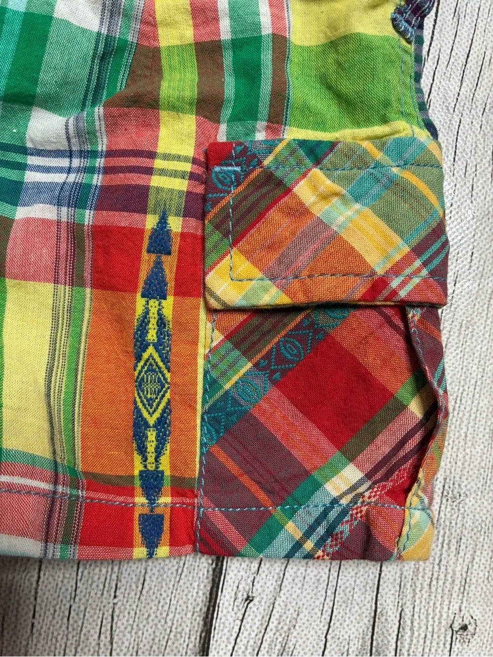 Ralph Lauren Patchwork Madras Plaid Cargo Shorts-Girls